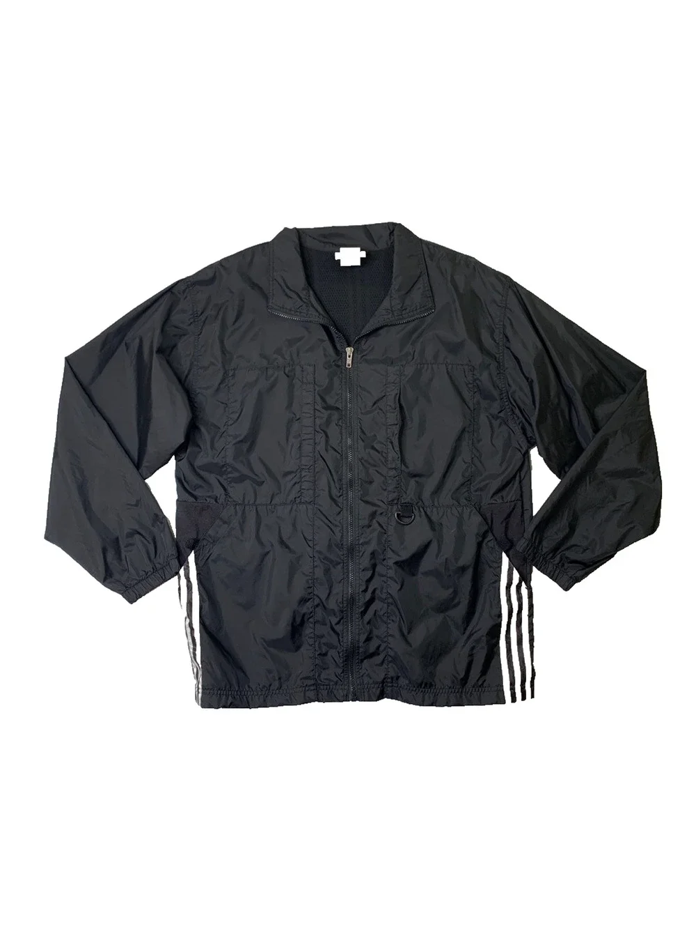 Vintage‎ Adidas Jacket Mens M Medium Black Nylon Windbreaker Side Stripes Y2K